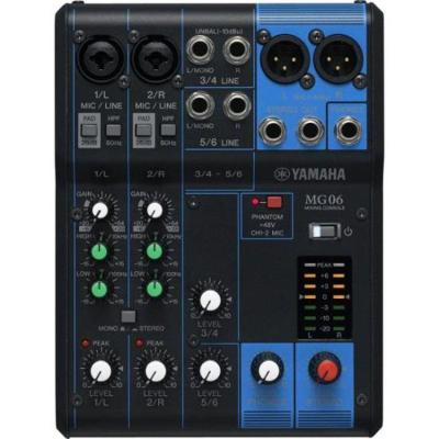 Mesa de Som Yamaha MG06 6 Canais com Pré-Amplificadores D-PRE Bivolt Preto
