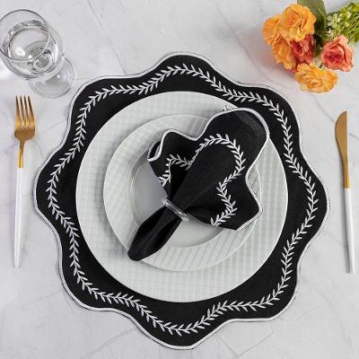 Jogo Americano Paris Bordado Poliéster Fácil Limpeza para Mesa Branco Casa Scarpa 40CM 12 Peças