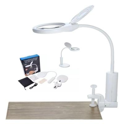 Lupa de Mesa com LED 2 em 1 Iluminação Ajustável por Toque Branco Recarregável Via USB