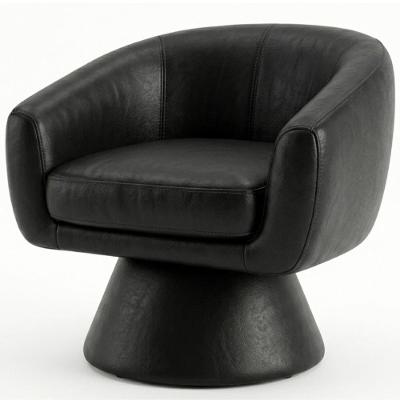Poltrona Decorativa Cave com Base Giratória Courino Bege 83CM