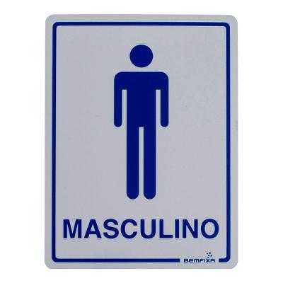 Placa de Sinalização Masculino com Material Resistente Branco Bemfixa 15CM