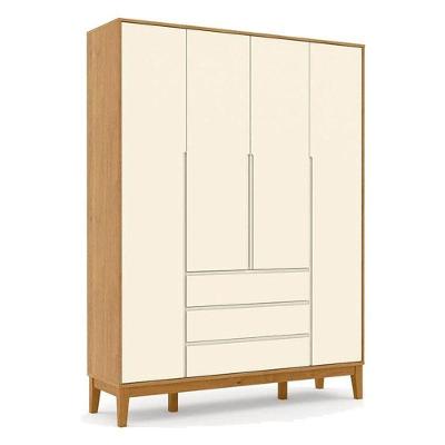 Guarda Roupa Infantil Solteiro Nature Clean 4 Portas 3 Gavetas Freijó Off White Eco Wood