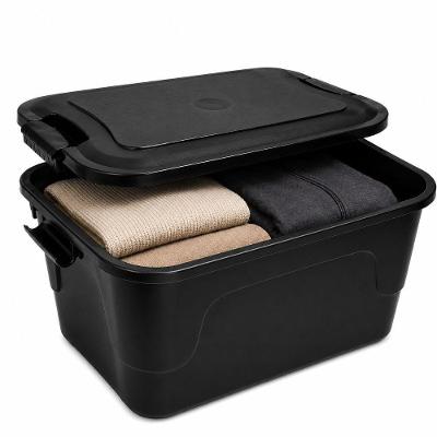 Caixa Organizadora Multiuso 15L Empilhável com Tampa e Trava Plástico Resistente Preto