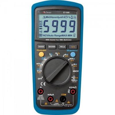 Multímetro Digital ET1649 True RMS NCV Categoria III 600V Preto e Azul Minipa