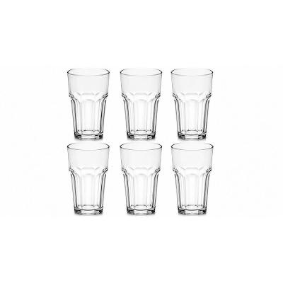 Jogo de Copos Facetado 365ml Vidro Transparente para Água Suco Drink GMB