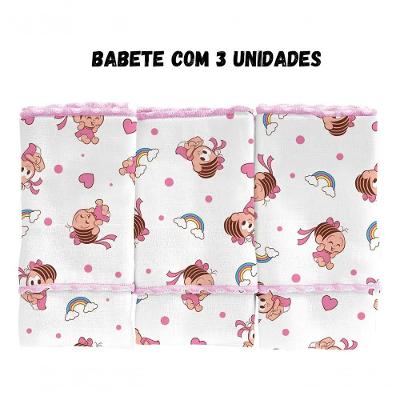 Pano de Boca Turma da Mônica Baby Macio e Absorvente em 100% Algodão Rosa Incomfral Kit com 3