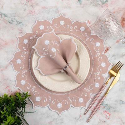 Jogo Americano Duquesa Rosê com Guardanapos 100% Poliéster Decorativo para Mesa Posta Casa Scarpa