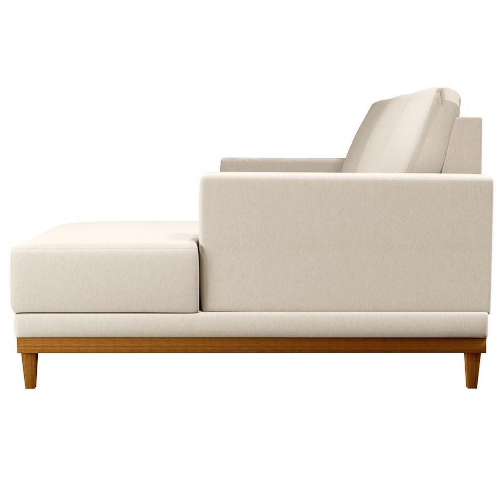 Sofá Kayrós 200Cm 3 Lugares Com Chaise Esquerdo D05 Linho Bege - Mpozenato - 2