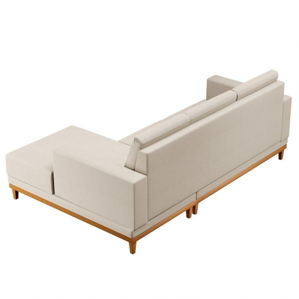 Sofá Kayrós 200Cm 3 Lugares Com Chaise Esquerdo D05 Linho Bege - Mpozenato - 5