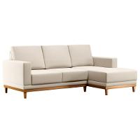 Sofá Kayrós 200Cm 3 Lugares Com Chaise Esquerdo D05 Linho Bege - Mpozenato - 1