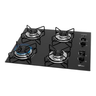 Cooktop a Gás Fischer Fit Line 4 Bocas Vidro Temperado Preto Bivolt