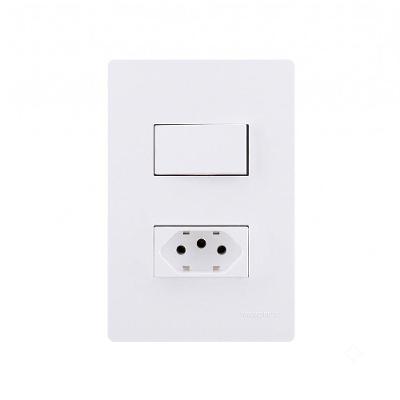 Interruptor Simples + Tomada Infiniti Plus 2 Módulos 10A Branco Margirius 4X2