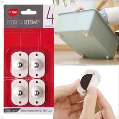 Kit Rodinhas para Móveis 360 graus  Autocolantes em Aço Inox e Plástico Branco Clink 16 Unidades