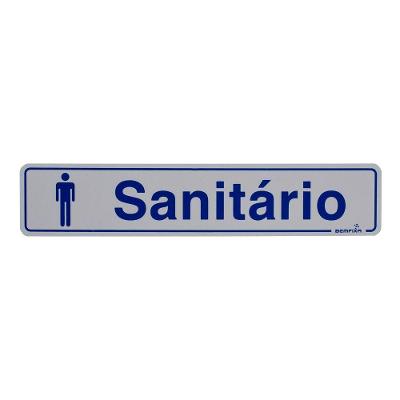 Placa de Sinalização Sanitário Masculino Resistente e Durável Branco Bemfixa 5X25 cm