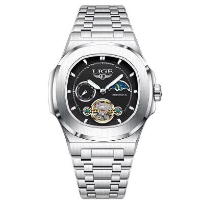 Relógio Masculino Horizonte Lunar Analógico em Aço Inox com Mostrador Preto Lige 6837