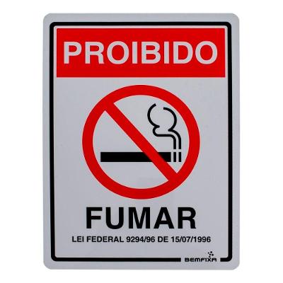 Placa de Sinalização Proibido Fumar Comunicação Clara Plástico Bemfixa 15X20 cm