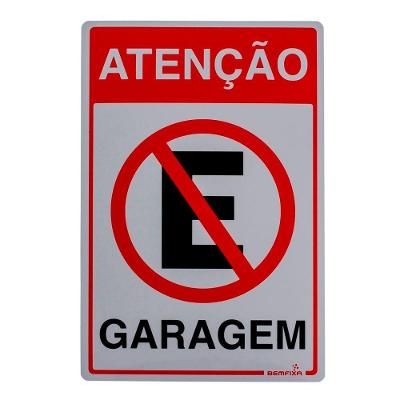 Placa de Sinalização Garagem com Aviso para Estacionamento Branco Bemfixa