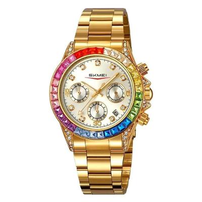 Relógio Masculino 2352 Cronógrafo com Pulseira de Aço Inox Branco Skmei