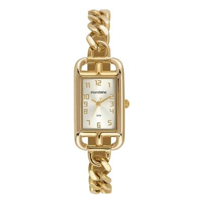 Relógio Feminino Quadrado Corrente Metal Dourado Mondaine 21X40MM
