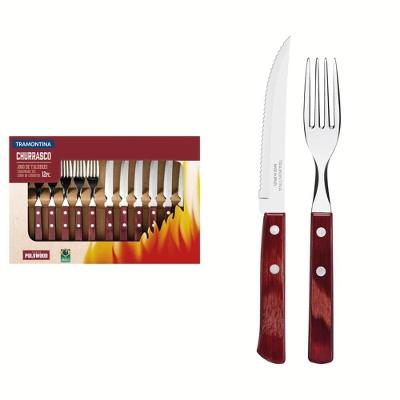 Jogo de Churrasco Polywood 12 Peças Aço Inox e Madeira Tratada Resistente a Altas Temperaturas