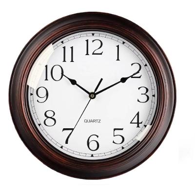 Relógio de Parede Estilo Madeira 30cm Decorativo Sala Vintage Analogico Redondo Escritorio
