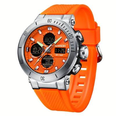 Relógio de Pulso Masculino Esportivo com Display LED e Alarme Laranja Sanda