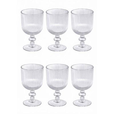 Taça Athens para Bebidas Vidro Relevo Design Moderno Transparente Fratelli 380ML 06 Peças