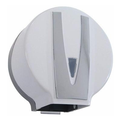 Suporte Rolo 300 a 600m Unik com Detalhe Cromado Plástico ABS Banheiro Branco Higipack