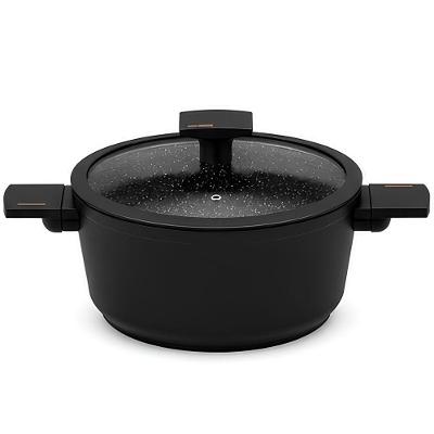 Panela Max Black Antiaderente Alumínio com Revestimento Cerâmico Tampa de Vidro Preta Fratelli 22CM
