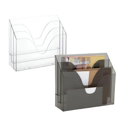 Organizador Triplo Office 3 Compartimentos Poliestireno PS para Parede Transparente e Preto Fumê