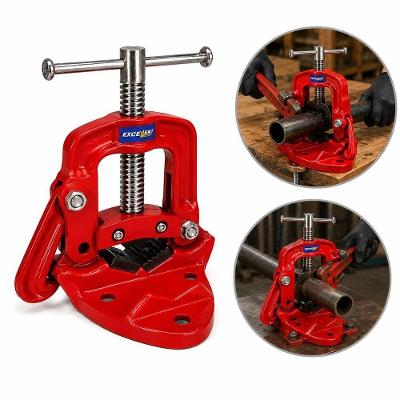 Morsa de Bancada para Tubo Torno Encanador 5kg Corte e Rosqueamento Até 2 Polegadas Base Fixa