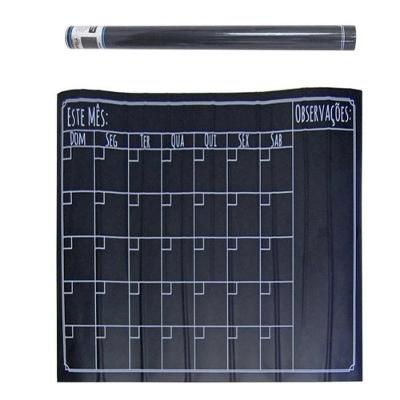 Lousa Adesiva Calendario Planner Mensal Semanal Escreve Apaga Preto 44CM