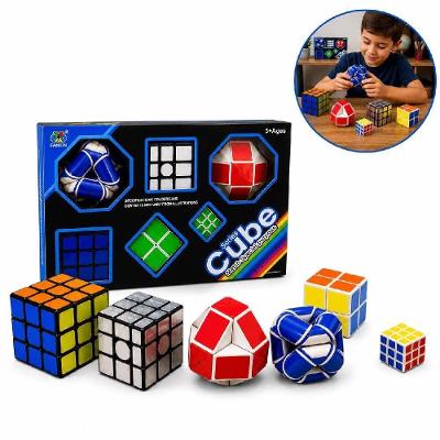 Kit Cubo Mágico 6 Cubos Piraminx Megaminx Interativo Profissional Preto com 6 Modelos