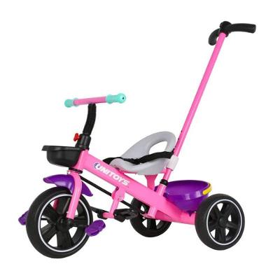 Triciclo Infantil com Empurrador Removível Assento Anatômico Rosa-Roxo Unitoys
