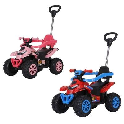 Quadriciclo Infantil Mini Spider com Haste de Empurrar Faróis LED e Toca Música Rosa Bang Toys