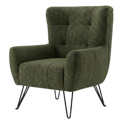 Poltrona Decorativa Malta com Pés Retos em Aço Linho Confortável Vermelho TCA 307 88CM