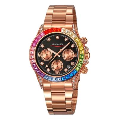 Relógio Masculino 2352 Cronógrafo com Mostrador de Diamante Pulseira de Aço Inox Skmei
