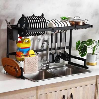 Escorredor de Louça Suspenso Modular Aço Resistente Organizador para Cozinha com Ventosas 85CM