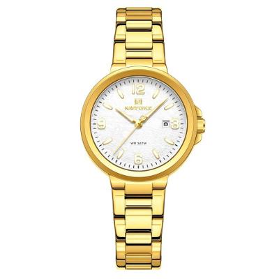 Relógio Feminino Relógio Quartzo Elegante para Mulheres Ponteiros Luminoso Exibição de Data Dourado