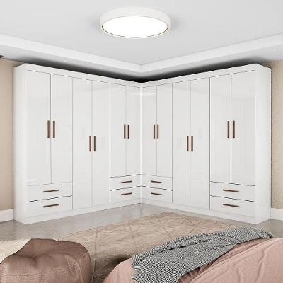 Closet Casal Duplo Lu 12 Portas 8 Gavetas MDP 177CM Branco Carioca Móveis