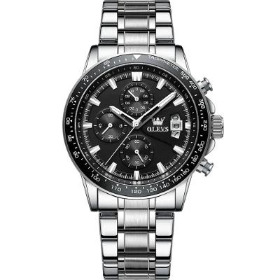Relógio de Pulso Masculino Ty705 Cronógrafo Aço Inox Cinza Olevs