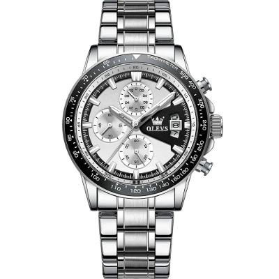 Relógio de Pulso Masculino Ty705 Cronógrafo Aço Inox Branco Olevs