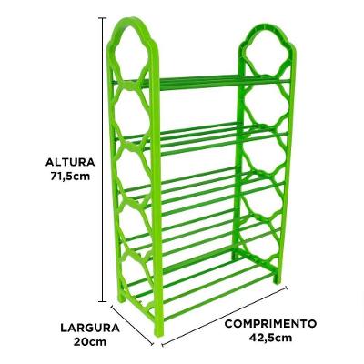 Sapateira Desmontável de PVC e Metal 5 Prateleiras para 10 Pares de Sapatos Preto