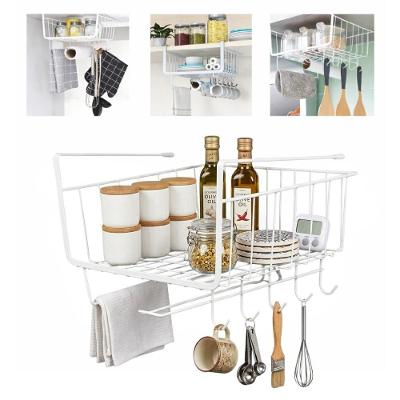 Organizador Suspenso Branco 5 Ganchos Multiuso para Cozinha Lavanderia Escritório Metal