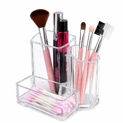 Organizador Multiuso com 4 Compartimentos Plástico Resistente Transparente para Mesa Acrílico