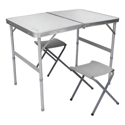 Mesa Dobrável Tipo Maleta Com 2 Banquetas Estrutura Alumínio Branco Nautika