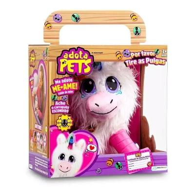 Pelúcia Adota Pets Unicórnio Dreamy com Acessórios Roxo Multikids 17CM