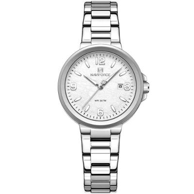Relógio Feminino Quartzo Elegante para Mulheres Ponteiros Luminosos Aço Inox Branco