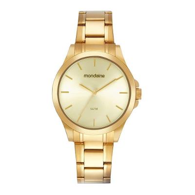 Relógio Masculino Social Analógico em Aço Inox Dourado Mondaine
