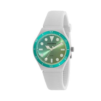 Relógio Esportivo Unissex Relógio Esportivo Silicone Prata Analógico Silicone Visor Verde Prata